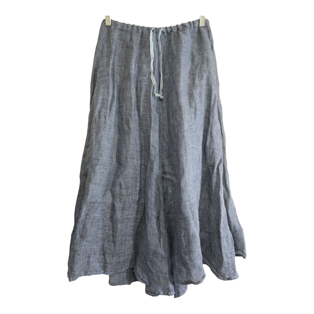 Free People X CP Shades Linen Midi Skirt Small Chambray Denim Color Drawstring